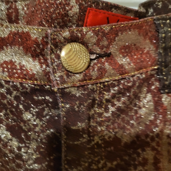 Vintage V Christina Denim Capri Pants Sparkle Animal Print Size 10P - Picture 3 of 7